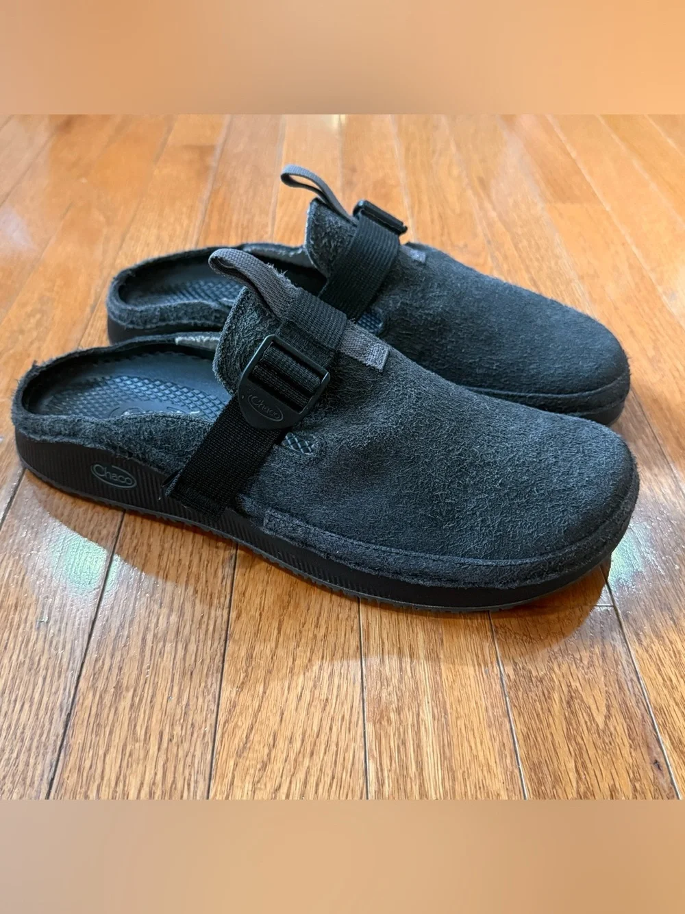 Chaco Men’s 12 Paonia Suede Clogs Mules Black Slip On Comfort Shoes Suede Wool